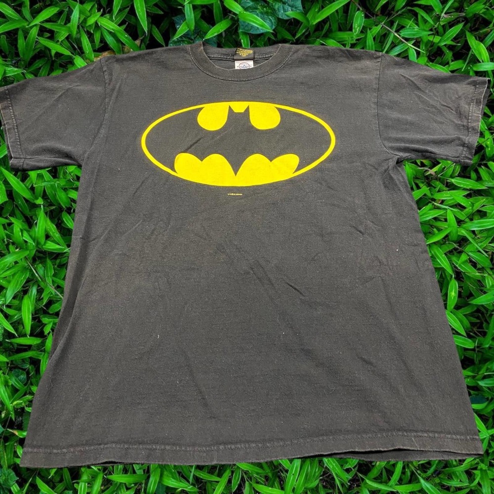 00s Batman Big Logo 04' DC Comics Grunge Y2K Black Delta Cotton Tee Large